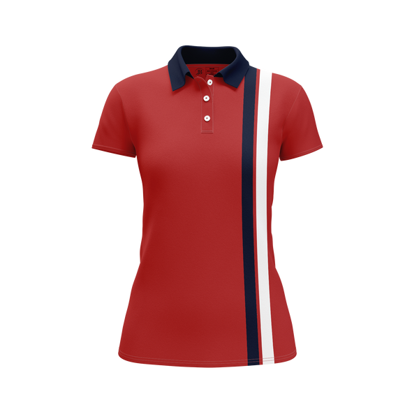 JB POLO stripe Shirt Women (Marroon)