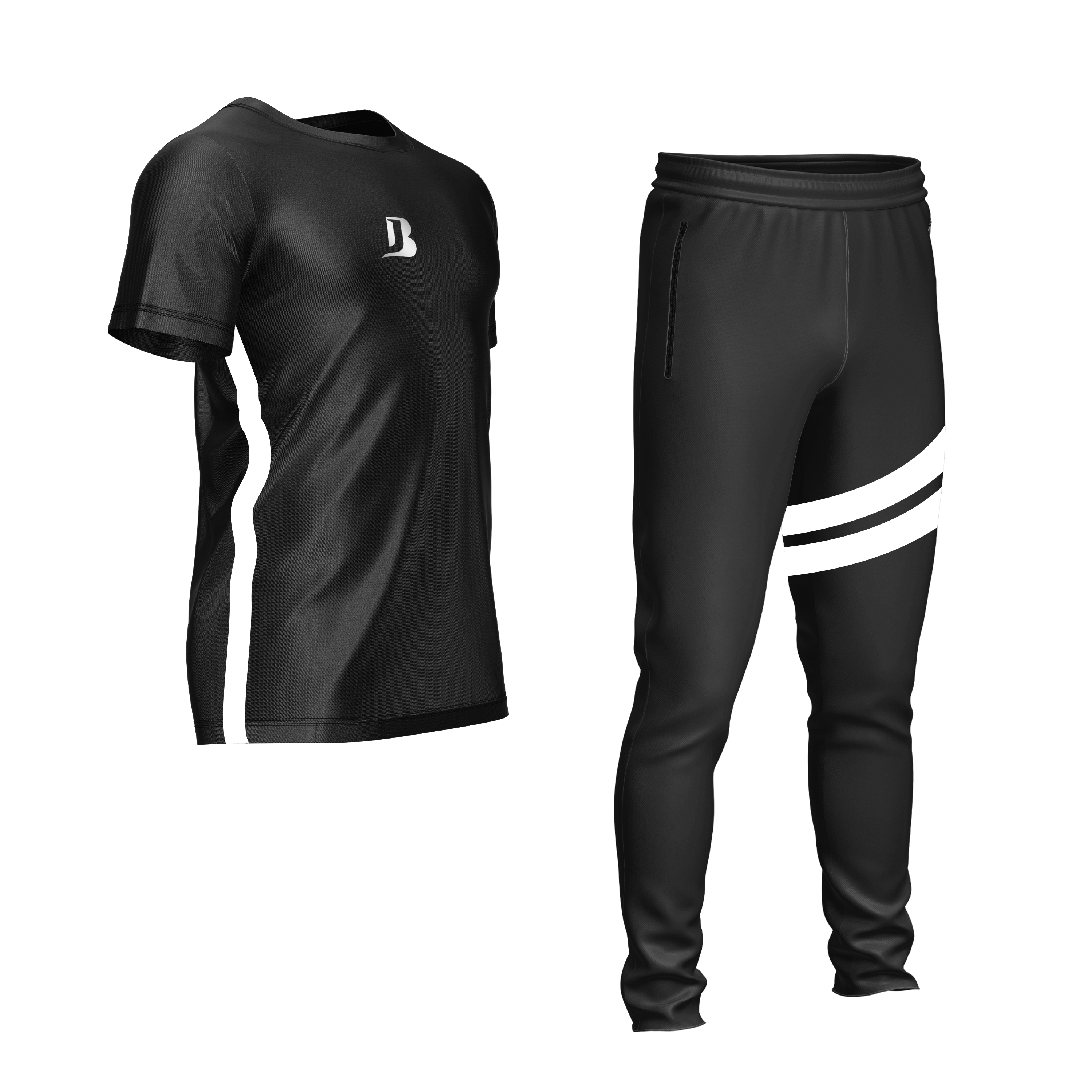 JB tracksuit Dri-Fit (Black with white strips)